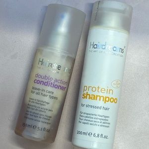 Hairdreams Protein shampoo and double action conditioner spray.
